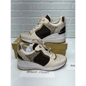 New Michael Kors crista trainer tech canvas shoes brown multi - Various sizes